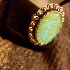Solid 925 Silver Natural Opal size 9
